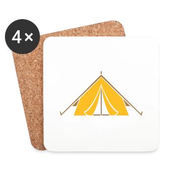 Adventure Outdoor Tent Design - Coasters (set of 4) - white - Front