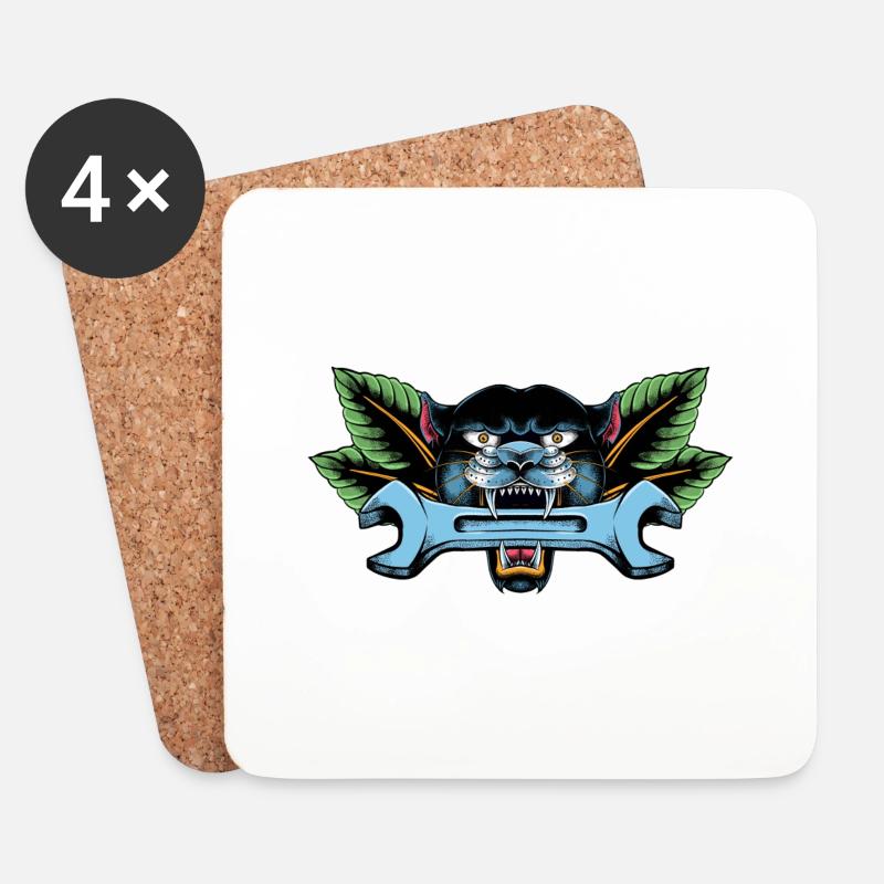 Mechnaniker Tattoo - Untersetzer (4er-Set) - Weiß