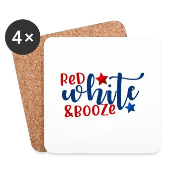 red white booze 4th of july america - Coasters (set of 4) - white - Front