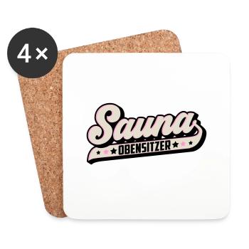 Farben änderbar | Sauna Obensitzer Saunameister - Untersetzer (4er-Set) - Weiß - Vorne