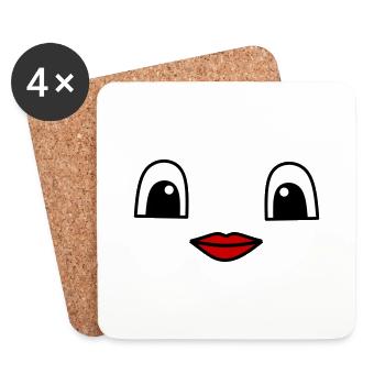 Cute face with red lips - Untersetzer (4er-Set) - Weiß - Vorne