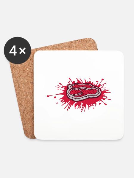 Farbklecks blutig Steak Grillsaison - Untersetzer (4er-Set) - Weiß