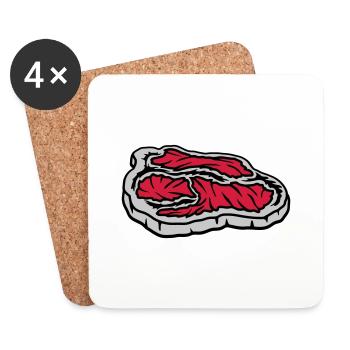 Steak saftig blutig Grillmeister - Untersetzer (4er-Set) - Weiß - Vorne