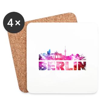 Berlin Germany City Skyline Font Splash - Coasters (set of 4) - white - Front
