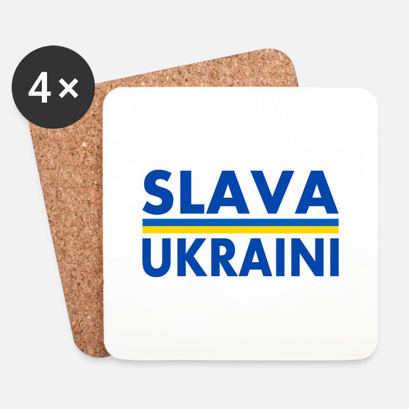 Slava ukraini - Untersetzer (4er-Set) - Weiß