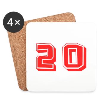 20 ANS. 20e ANNIVERSAIRE. ANNIVERSAIRE 20 ANS. 20 - Dessous de verre (lot de 4) - blanc - Devant