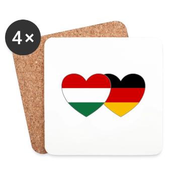 Hongrie Allemagne Drapeau Coeur - Dessous de verre (lot de 4) - blanc - Devant