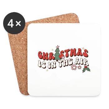 Noël est dans l’air Noël Rétro Chanson de Noël - Dessous de verre (lot de 4) - blanc - Devant
