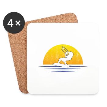 Kitesurfer Windsurfer Surf Cadeau Planche à voile - Dessous de verre (lot de 4) - blanc - Devant