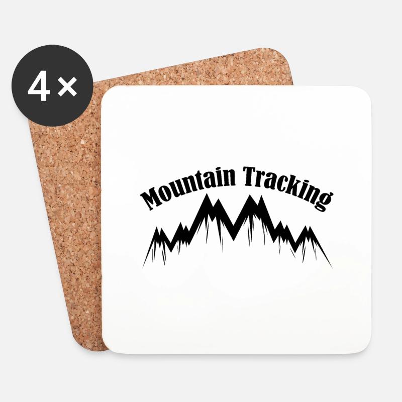 Mountain Tracking Black - Untersetzer (4er-Set) - Weiß