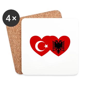 Türkei Albanien Flagge Herz vereint - Untersetzer (4er-Set) - Weiß - Vorne