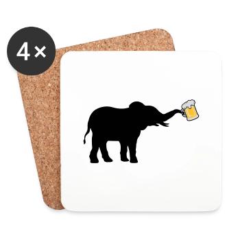Bier Krug Elefant cool - Untersetzer (4er-Set) - Weiß - Vorne