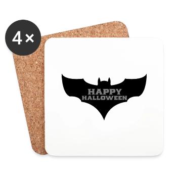 Happy Helloween Fledermaus - Untersetzer (4er-Set) - Weiß - Vorne