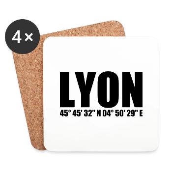 Lyon Koordinaten - Untersetzer (4er-Set) - Weiß - Vorne