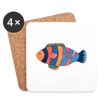 Poisson - Dessous de verre (lot de 4) - blanc - Devant