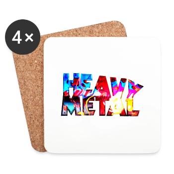 heavy metal darkstyle skull rock musique - Dessous de verre (lot de 4) - blanc - Devant