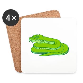 Conception de serpent dangereux maléfique - Dessous de verre (lot de 4) - blanc - Devant