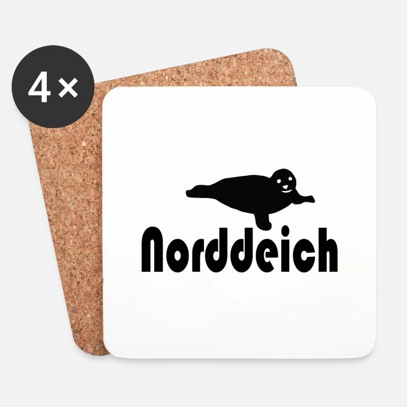 Norddeich mit Seerobbe - Untersetzer (4er-Set) - Weiß
