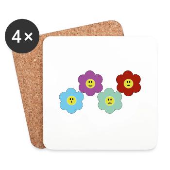 Blumen mit verschiedenen Stimmungen - Untersetzer (4er-Set) - Weiß - Vorne