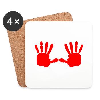 Iran - Main rouge - main de sang - BLOODY HAND - Dessous de verre (lot de 4) - blanc - Devant