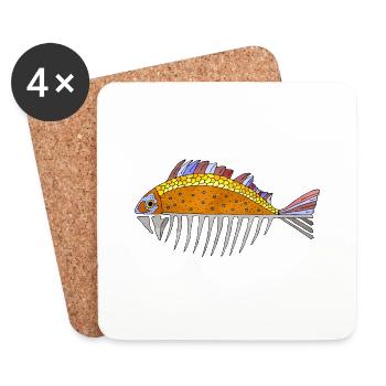 Poisson - Dessous de verre (lot de 4) - blanc - Devant