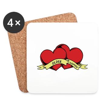 I Like Older Women With Two Hearts - Coasters (set of 4) - white - Front