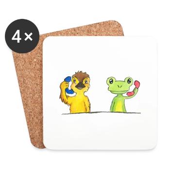Ente und Frosch - Untersetzer (4er-Set) - Weiß - Vorne