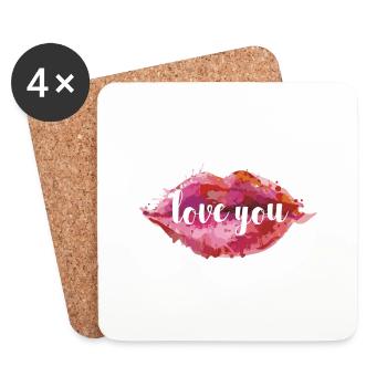 Love you - Dessous de verre (lot de 4) - blanc - Devant