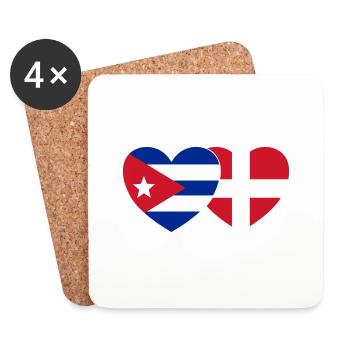 Kuba Dänemark Flagge Herz - Untersetzer (4er-Set) - Weiß - Vorne