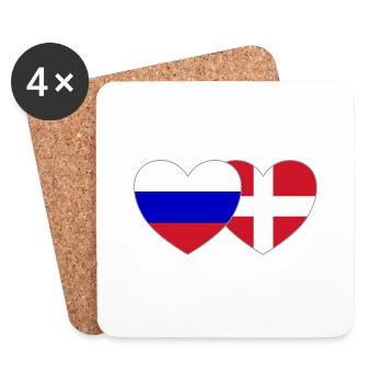Russia Denmark Flag Heart - Coasters (set of 4) - white - Front