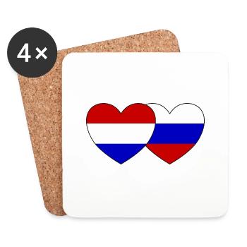 Holland Russia Flag Heart - Coasters (set of 4) - white - Front
