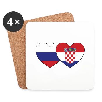 Russia Croatia Flag Heart - Coasters (set of 4) - white - Front