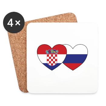 Croatie Russie Flag Coeur - Dessous de verre (lot de 4) - blanc - Devant