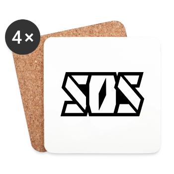 SOS Schriftzug - Untersetzer (4er-Set) - Weiß - Vorne