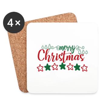 Merry Christmas - Coasters (set of 4) - white - Front