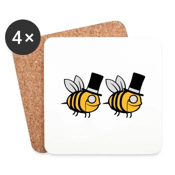 Team Cylinder Hat Bees - Coasters (set of 4) - white - Front