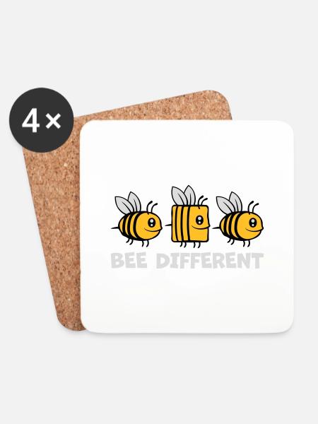 bee different Bienen Zitat - Untersetzer (4er-Set) - Weiß