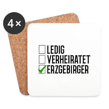 Erzgebirge Ledig Verheiratet - Untersetzer (4er-Set) - Weiß - Vorne