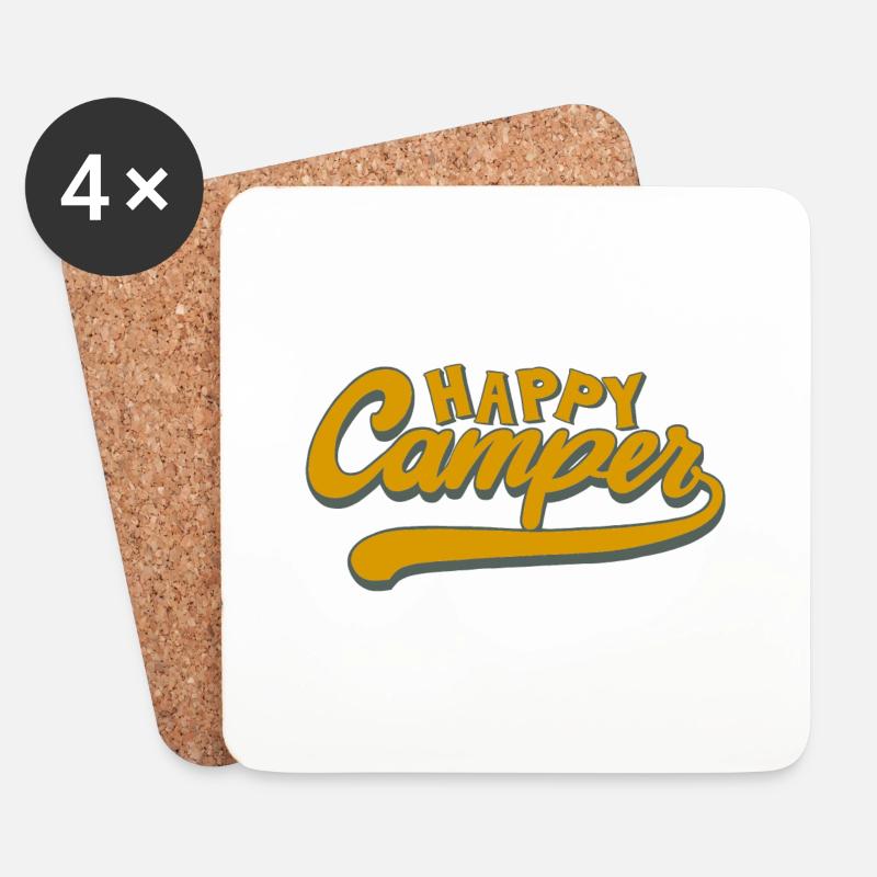 Camper Spruch Happy Camper - Untersetzer (4er-Set) - Weiß