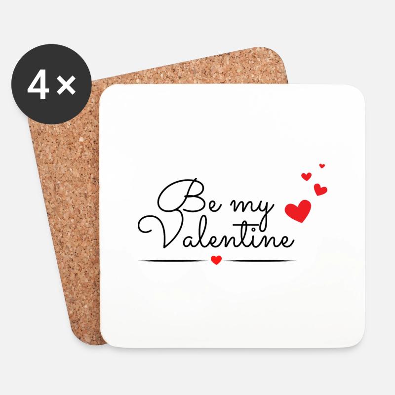 Be My Valentine - Untersetzer (4er-Set) - Weiß