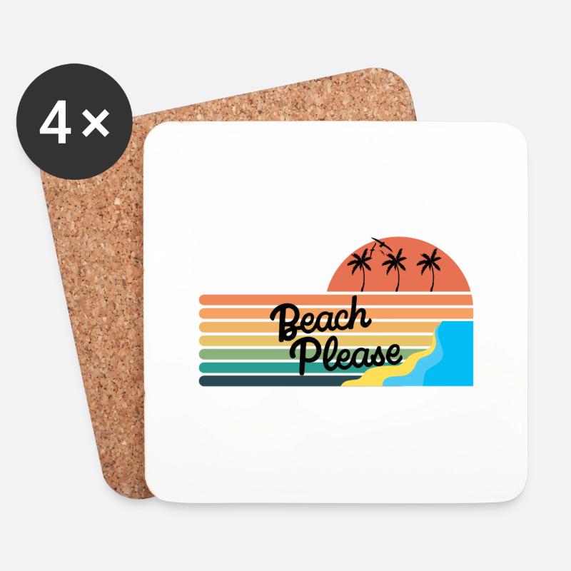 Beach Please - Untersetzer (4er-Set) - Weiß