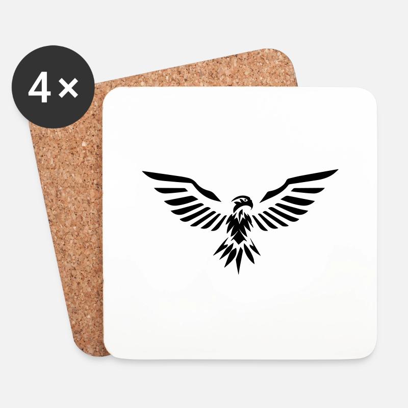 stilisierter Adler, der seine Flügel vorne öffnet - Untersetzer (4er-Set) - Weiß