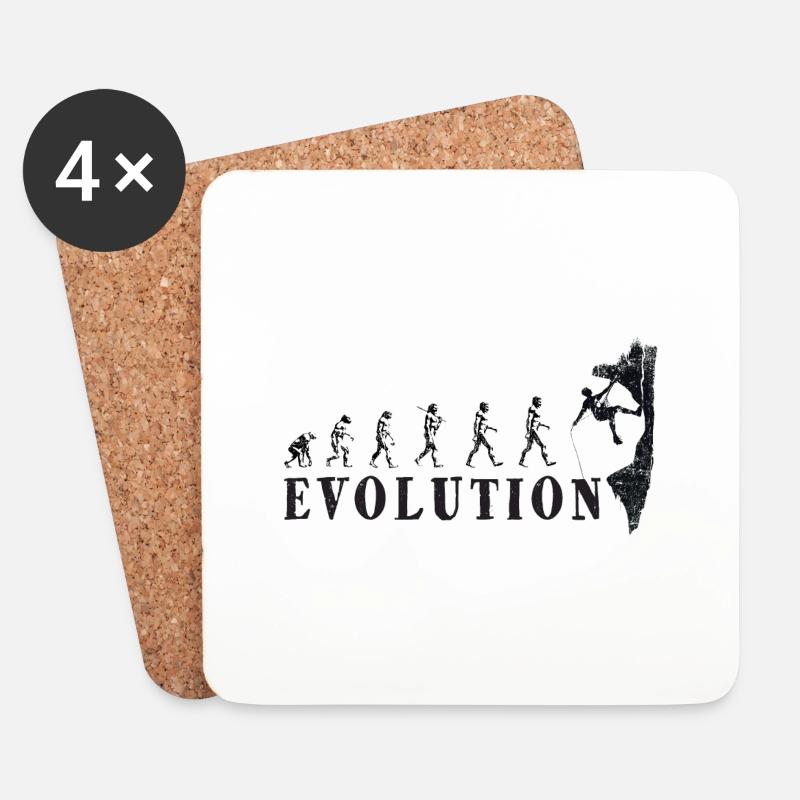 Evolution Klettern - Untersetzer (4er-Set) - Weiß