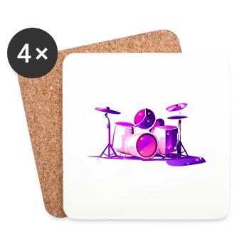 Batterie Batteur Musiciens Batteur - Dessous de verre (lot de 4) - blanc - Devant