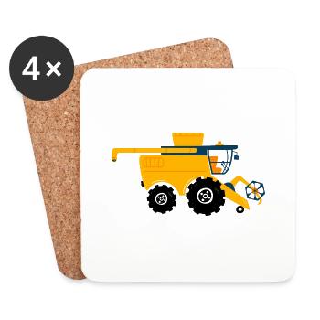 Combine harvester Farmer, Agriculture - Coasters (set of 4) - white - Front