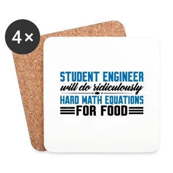 Will Do Ridiculously Hard Math Equations For Food4 - Untersetzer (4er-Set) - Weiß - Vorne