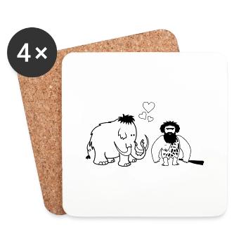 Mammoth Caveman Love - Coasters (set of 4) - white - Front