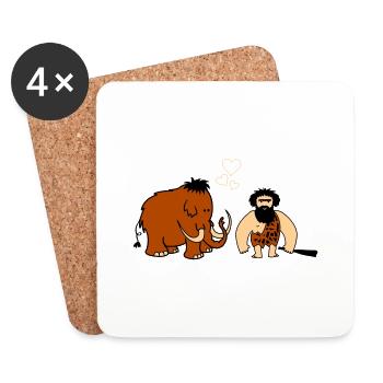 mammut höhlenmensch love - Untersetzer (4er-Set) - Weiß - Vorne