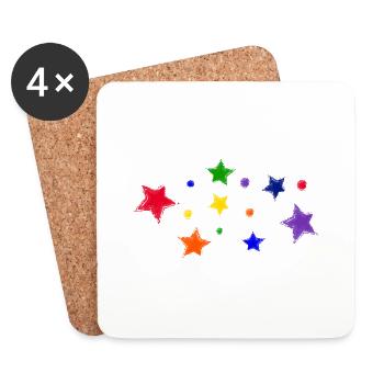 Étoiles et bulles - Dessous de verre (lot de 4) - blanc - Devant