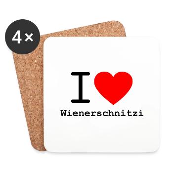 i love mei Wienerschnitzi - Untersetzer (4er-Set) - Weiß - Vorne